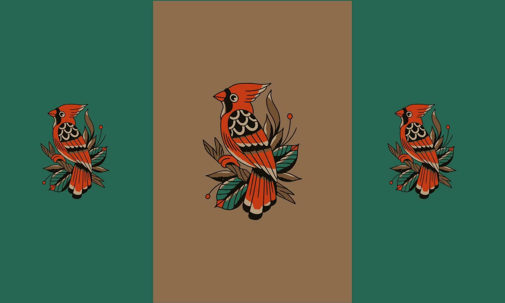 rouge oiseau et fleurs vecteur mascotte conception