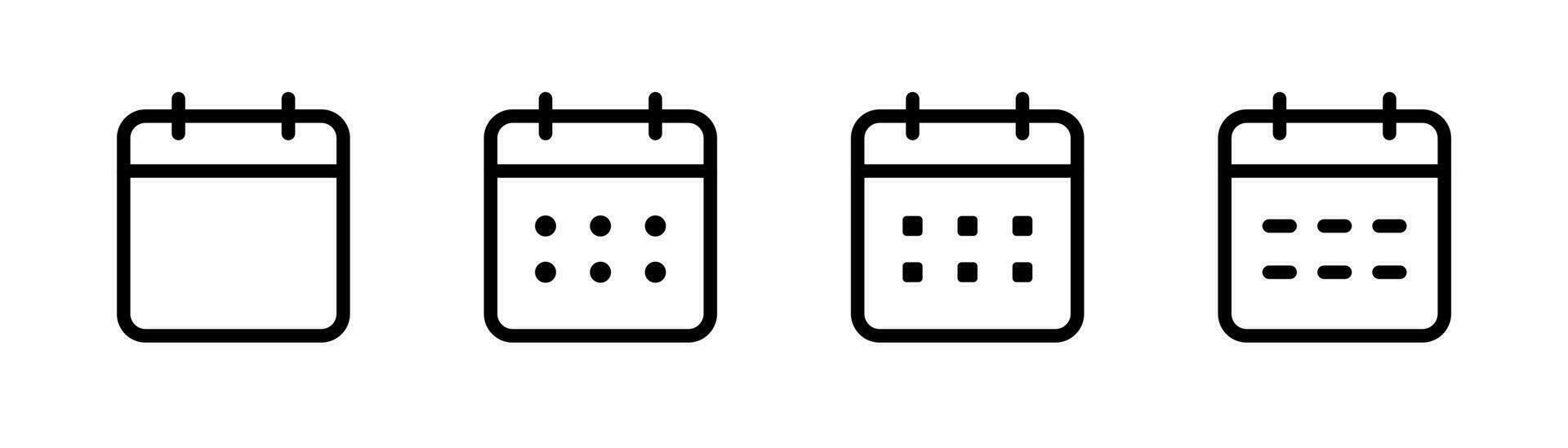 calendrier icône dans doubler. mois symbole. calendrier Icônes ensemble. contour calendrier ensemble. Stock vecteur illustration