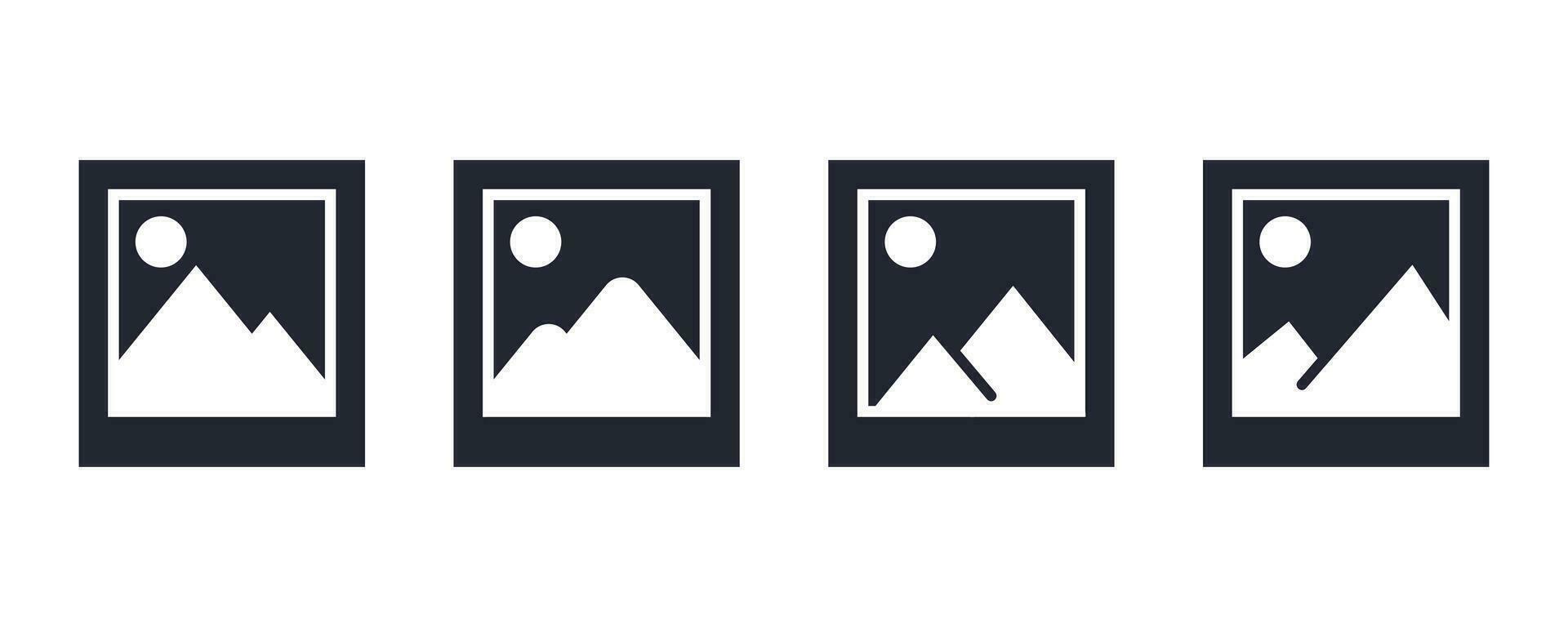 image symbole. image la vignette icône. carré Cadre avec Montagne. la vignette modèle vecteur