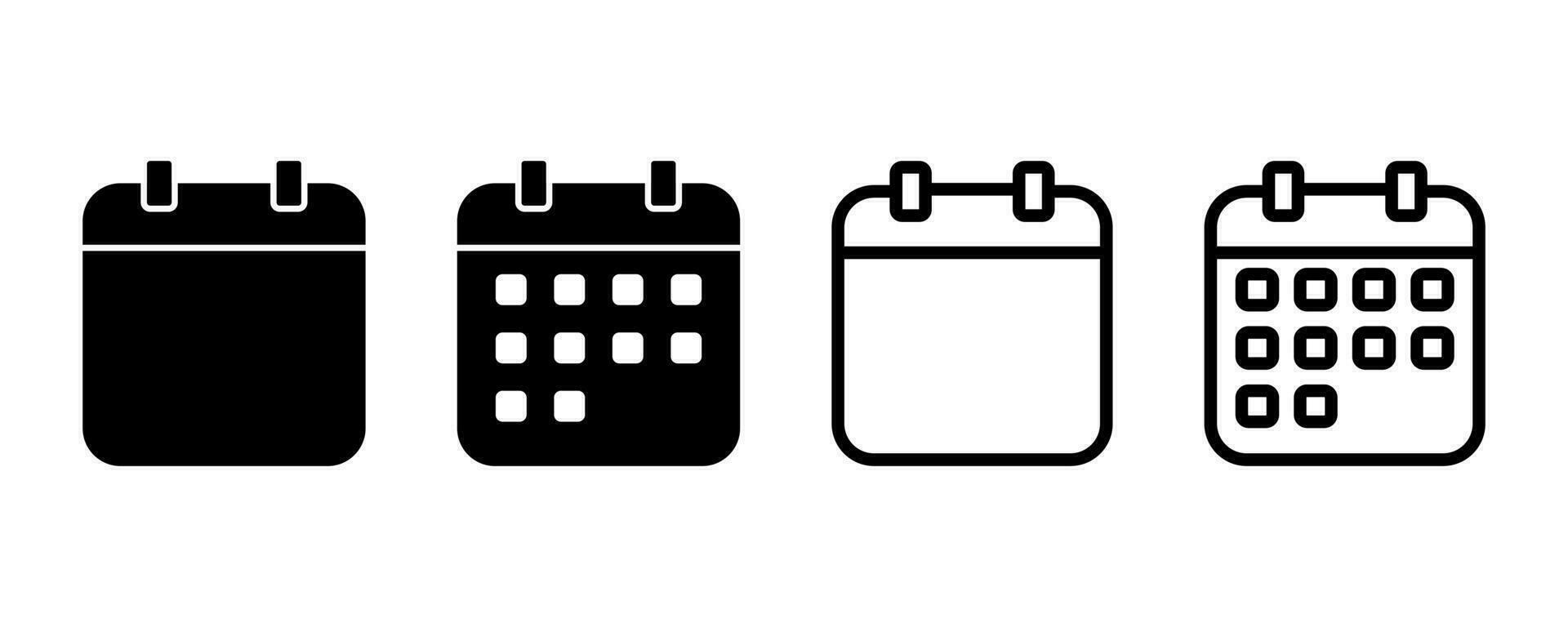 calendrier Icônes ensemble. glyphe et contour calendrier icône. programme rappel symbole. transparent mois planificateur vecteur