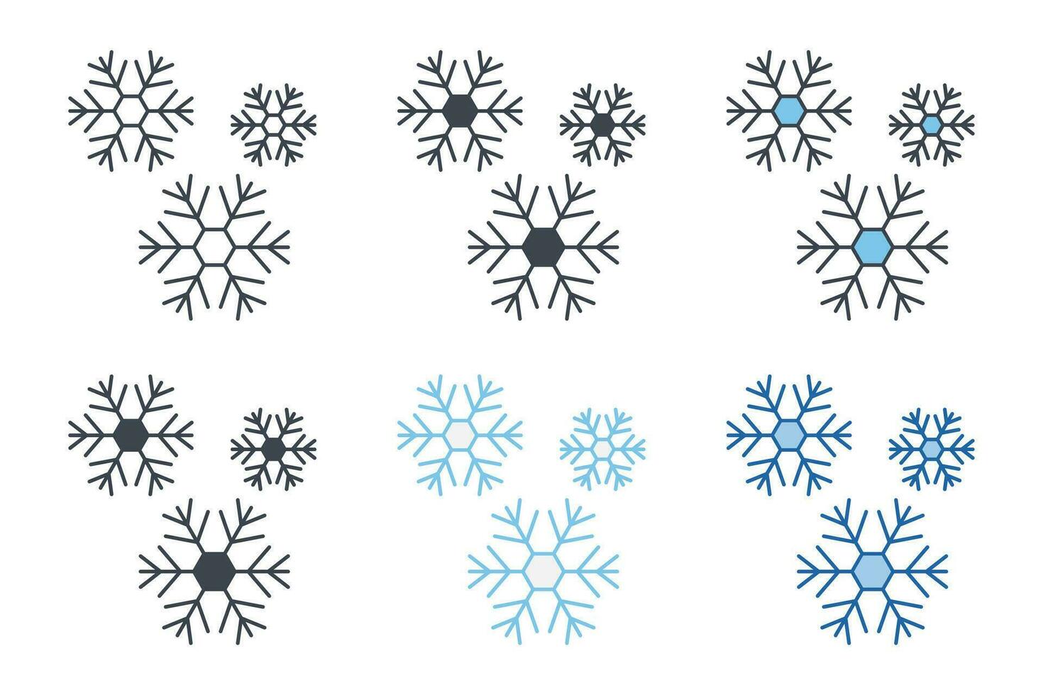 flocon de neige icône collection avec différent modes. flocon de neige hiver icône symbole vecteur illustration isolé sur blanc Contexte