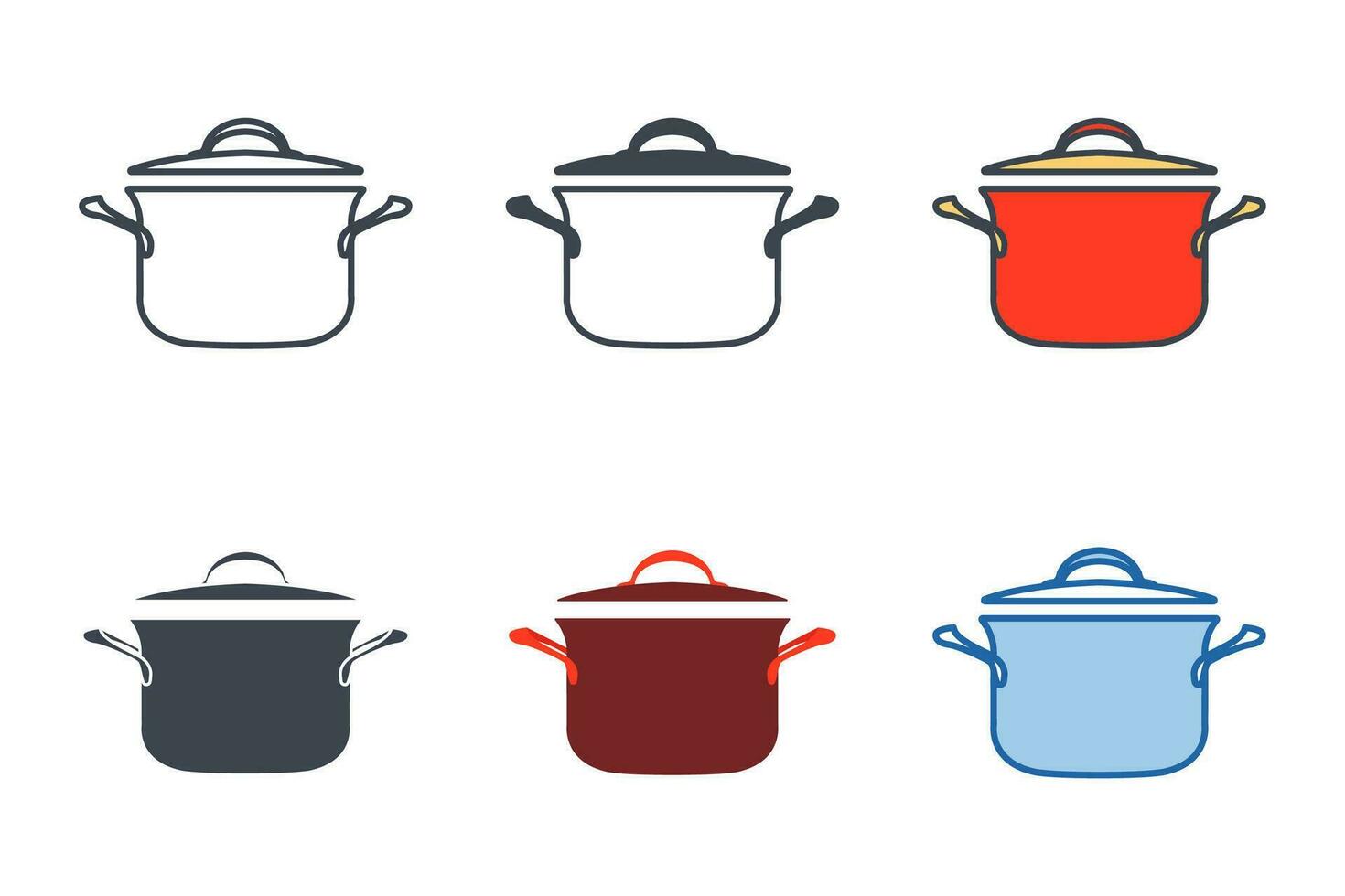 cuisine pot icône collection avec différent modes. casserole icône symbole vecteur illustration isolé sur blanc Contexte