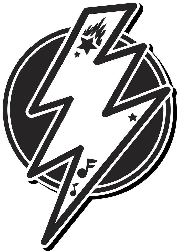 électrique foudre emblème noir blanc logo vecteur