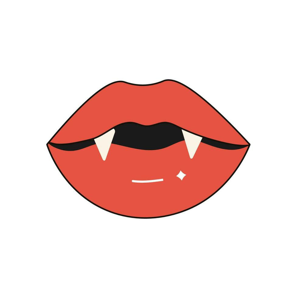 sensationnel rétro lèvres avec vampire dents, vecteur