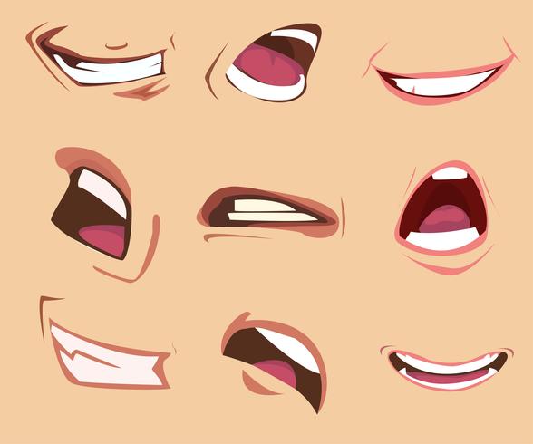 Ensemble d&#39;expressions de bouche de dessin animé. Illustration vectorielle vecteur