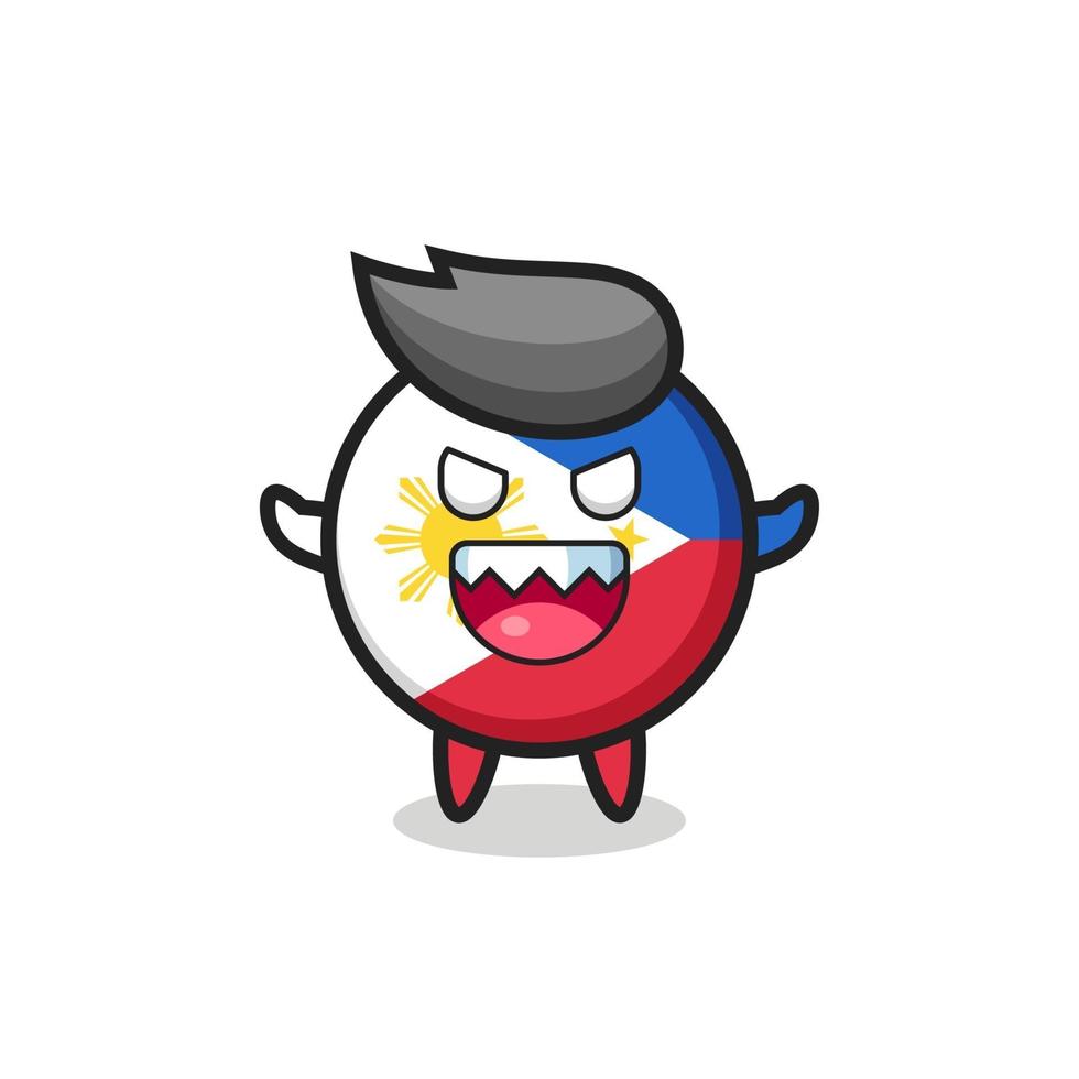Illustration du personnage de mascotte d'insigne de drapeau philippin maléfique vecteur