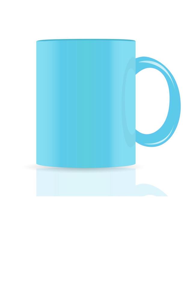 tasse bleu isolé sur fond blanc vecteur