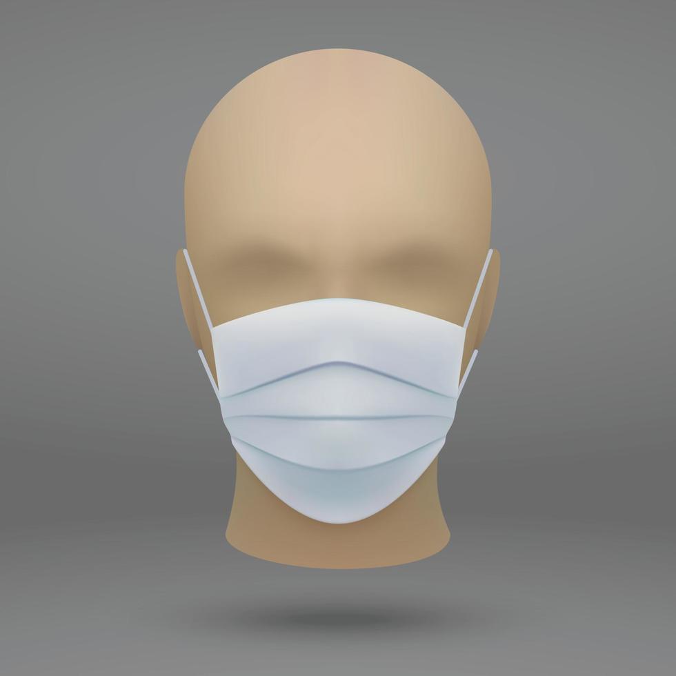 tête avec masque médical vecteur