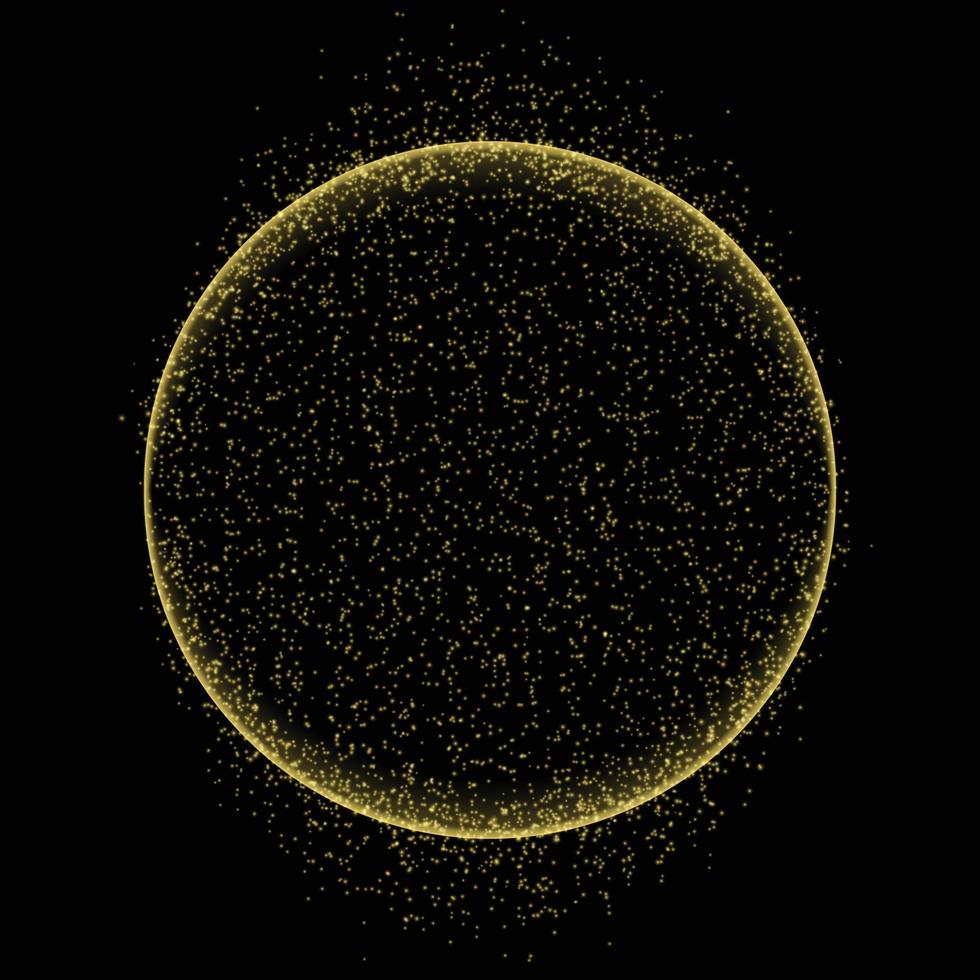 cadre en cercle doré avec effet de lumière scintillante. modèle pour votre conception vecteur