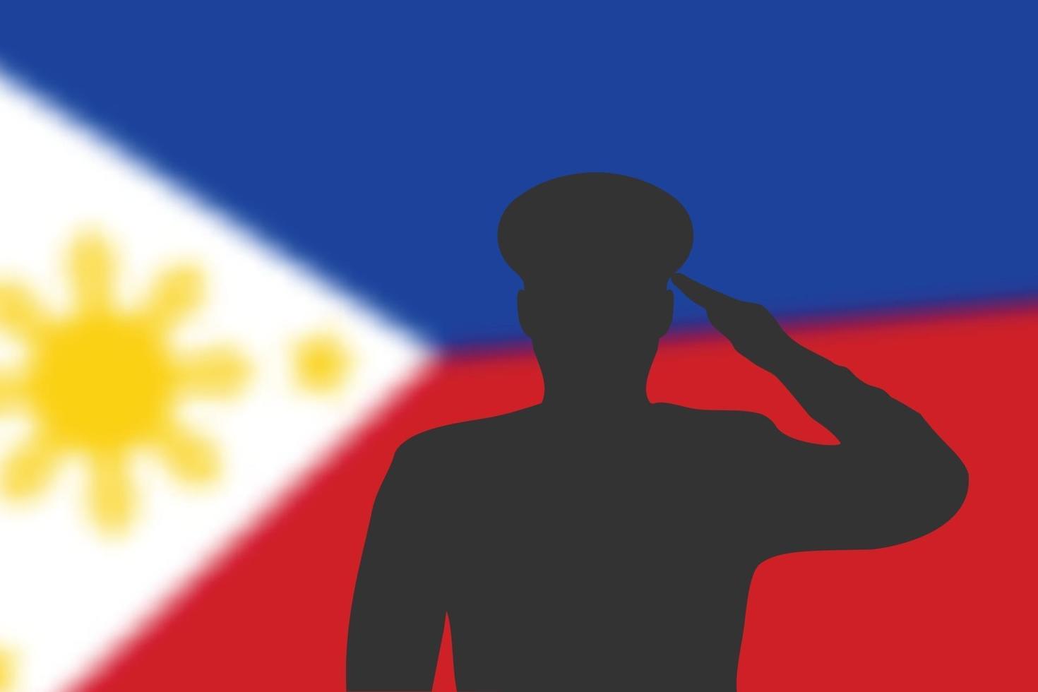 silhouette de soudure sur fond flou avec le drapeau philippin. vecteur