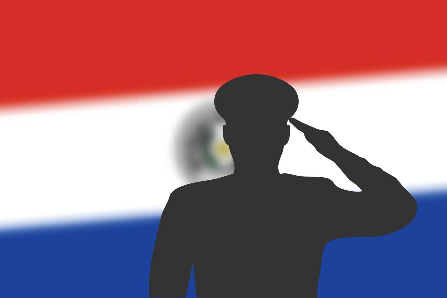 silhouette de soudure sur fond flou avec drapeau paraguay. vecteur