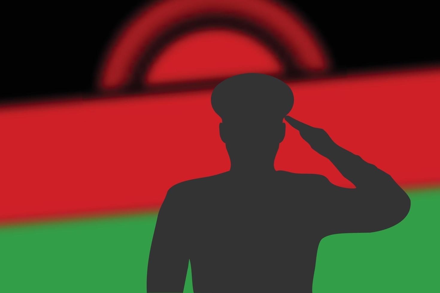 silhouette de soudure sur fond flou avec le drapeau du malawi. vecteur