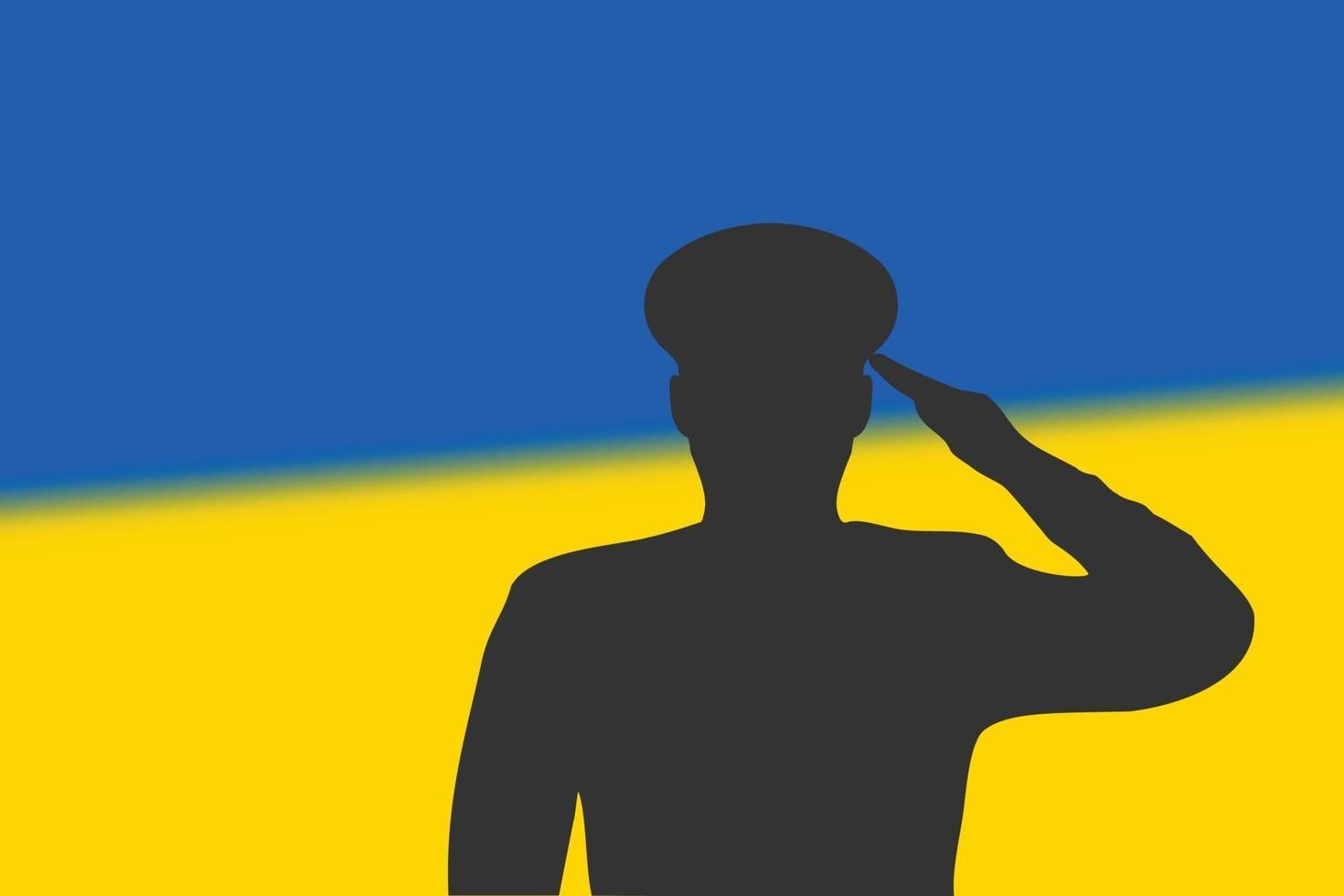 silhouette de soudure sur fond flou avec le drapeau de l'ukraine. vecteur