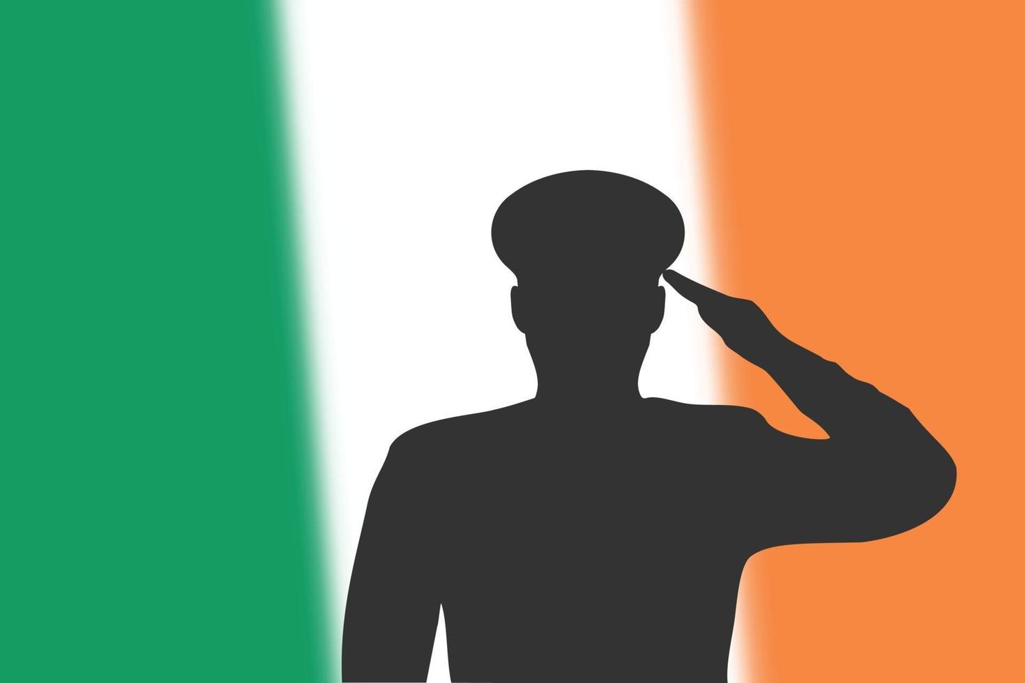 silhouette de soudure sur fond flou avec le drapeau de l'irlande. vecteur