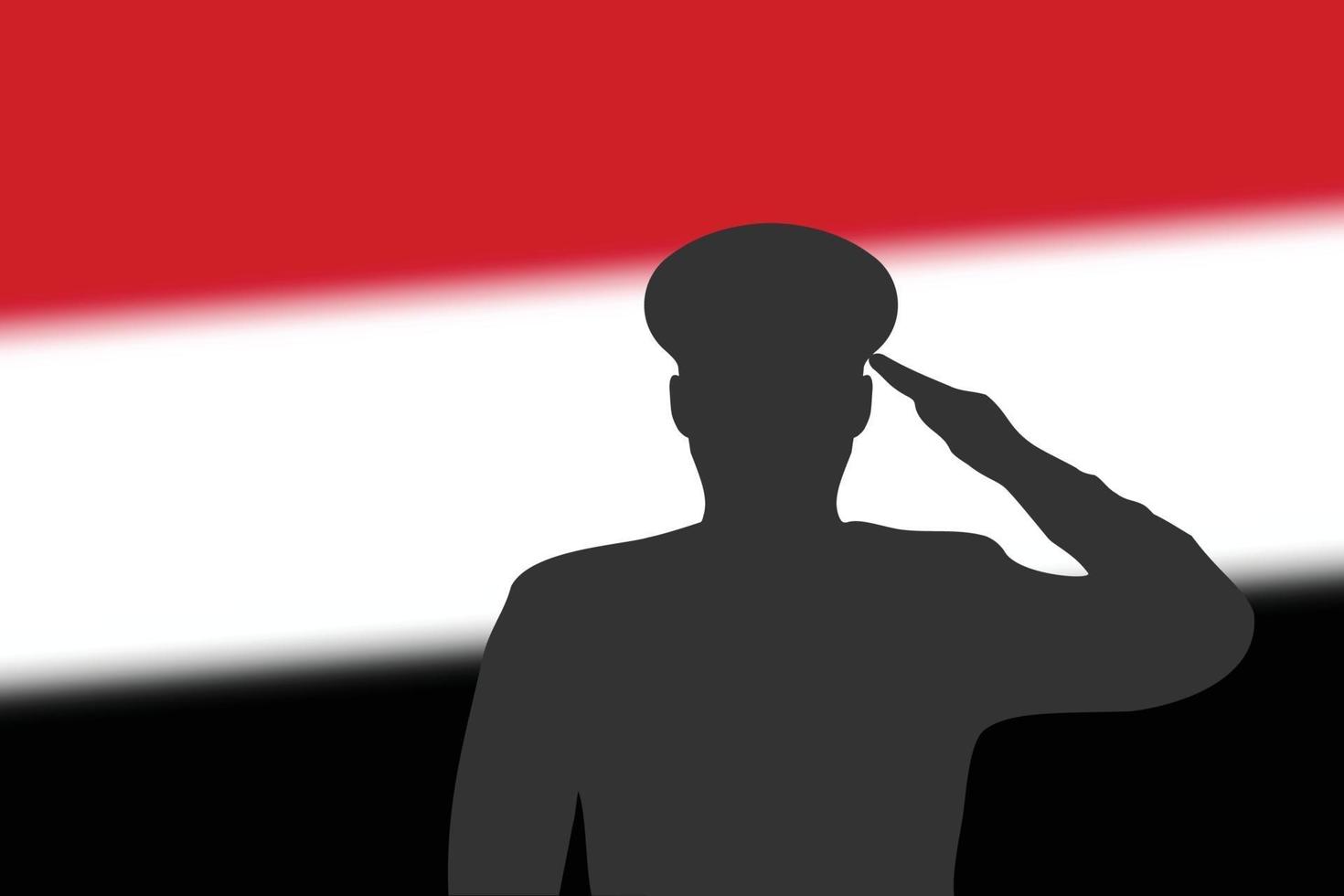 silhouette de soudure sur fond flou avec le drapeau du Yémen. vecteur
