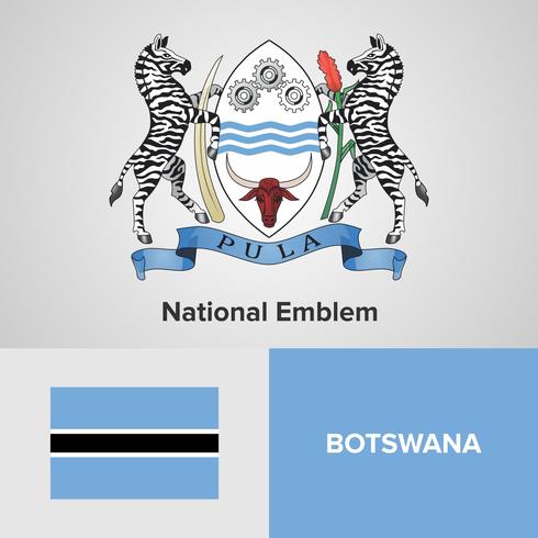 Emblème national du Botswana, carte et drapeau vecteur