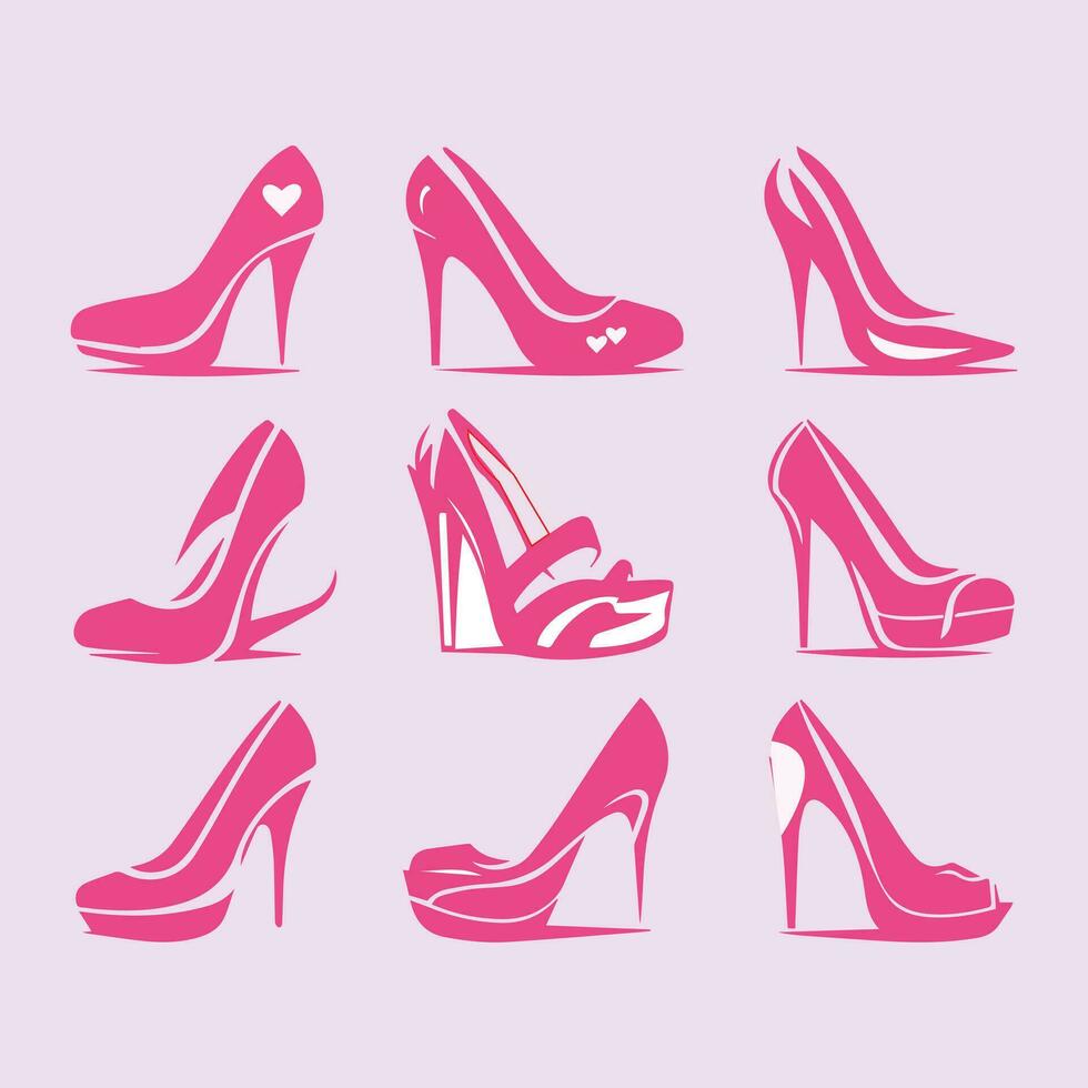 une distinct paire de coloré aux femmes chaussures. aux femmes stylet talon haut chaussure collection. élégant des chaussures pour filles. vecteur