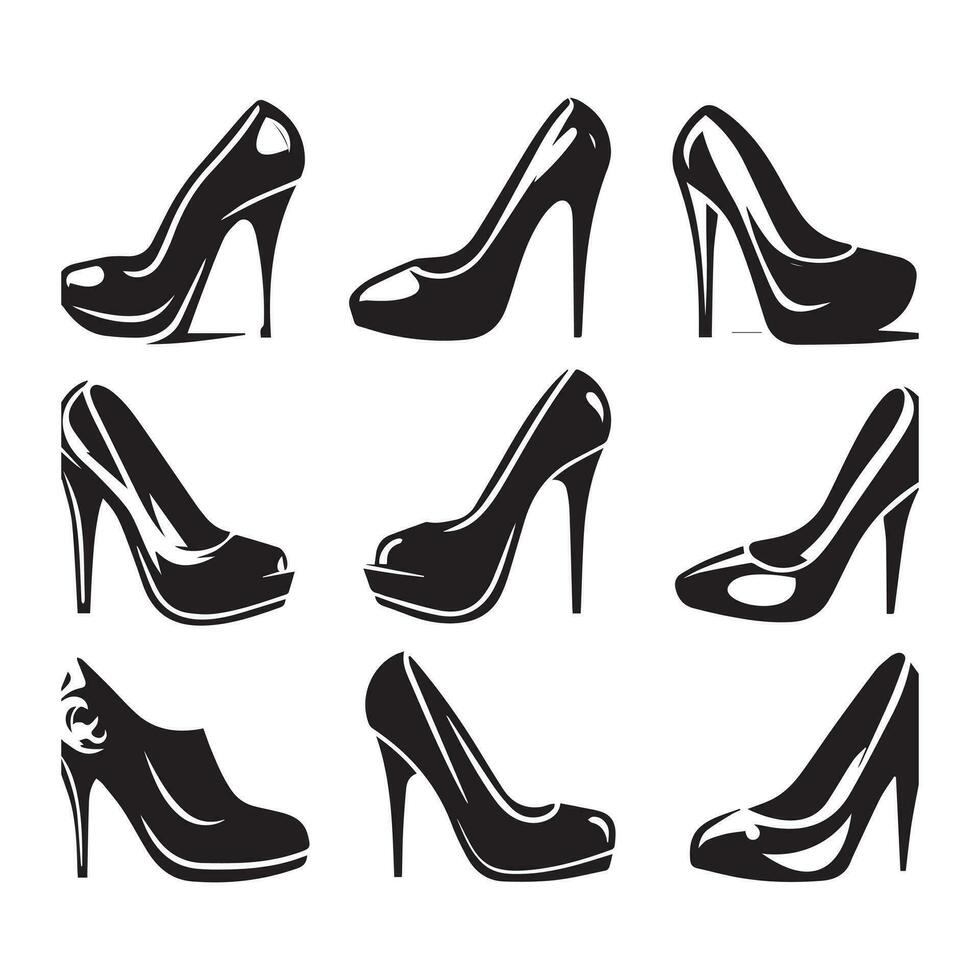 une distinct paire de coloré aux femmes chaussures. aux femmes stylet talon haut chaussure collection. élégant des chaussures pour filles. vecteur