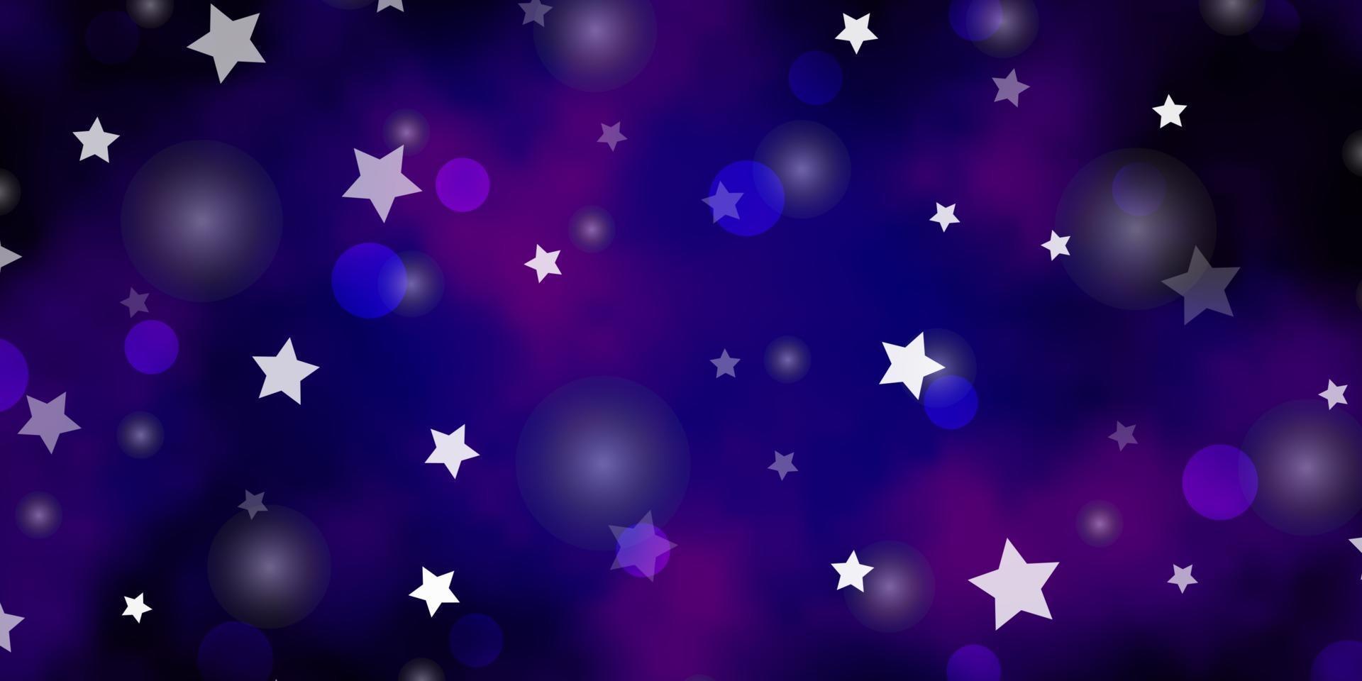 fond de vecteur violet foncé avec des cercles, des étoiles.