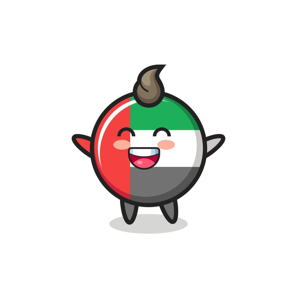 personnage de dessin animé d'insigne de drapeau des Émirats Arabes Unis heureux bébé vecteur
