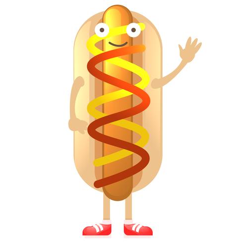 Hot dog de caractère. Un homme en costume. illustration plate vecteur