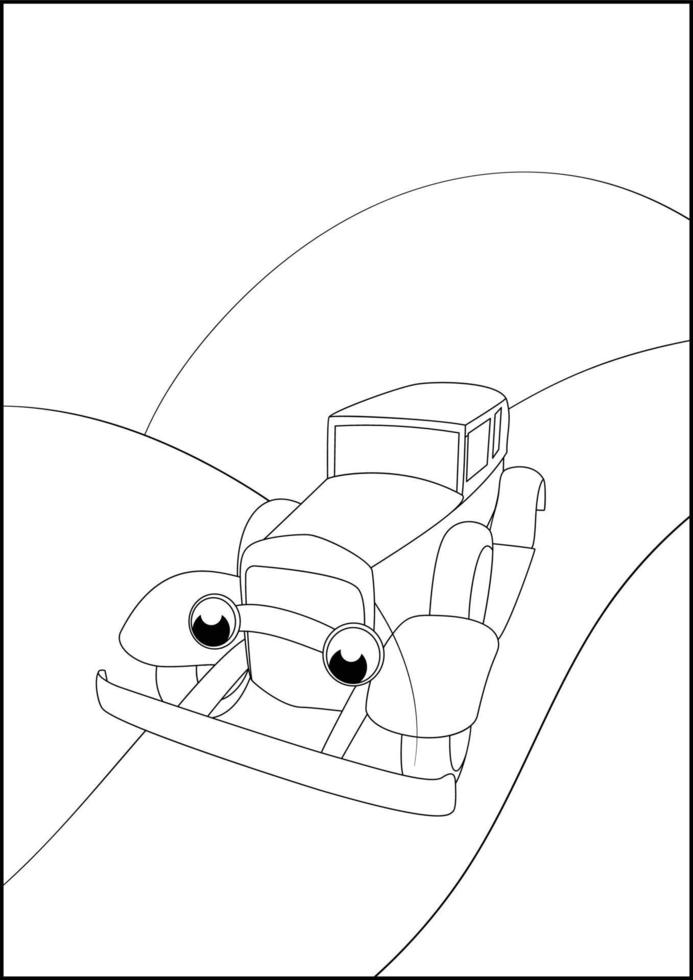 pages de coloriage de voitures rétro, pages de coloriage automobile simples pour les enfants. vecteur