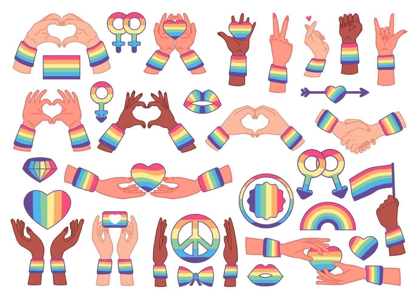 symboles de fierté gay et lesbienne lgbt, arc-en-ciel vecteur