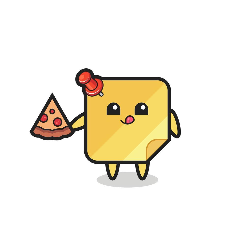 dessin animé mignon pense-bête mangeant de la pizza vecteur