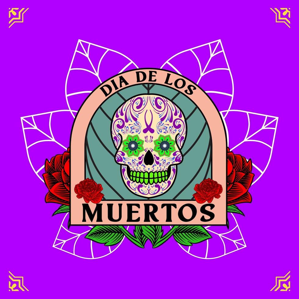 tête de crâne décorative jour des morts illustration du mexique vecteur