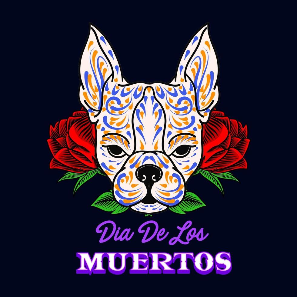 tête de chien décorative jour des morts illustration du mexique vecteur