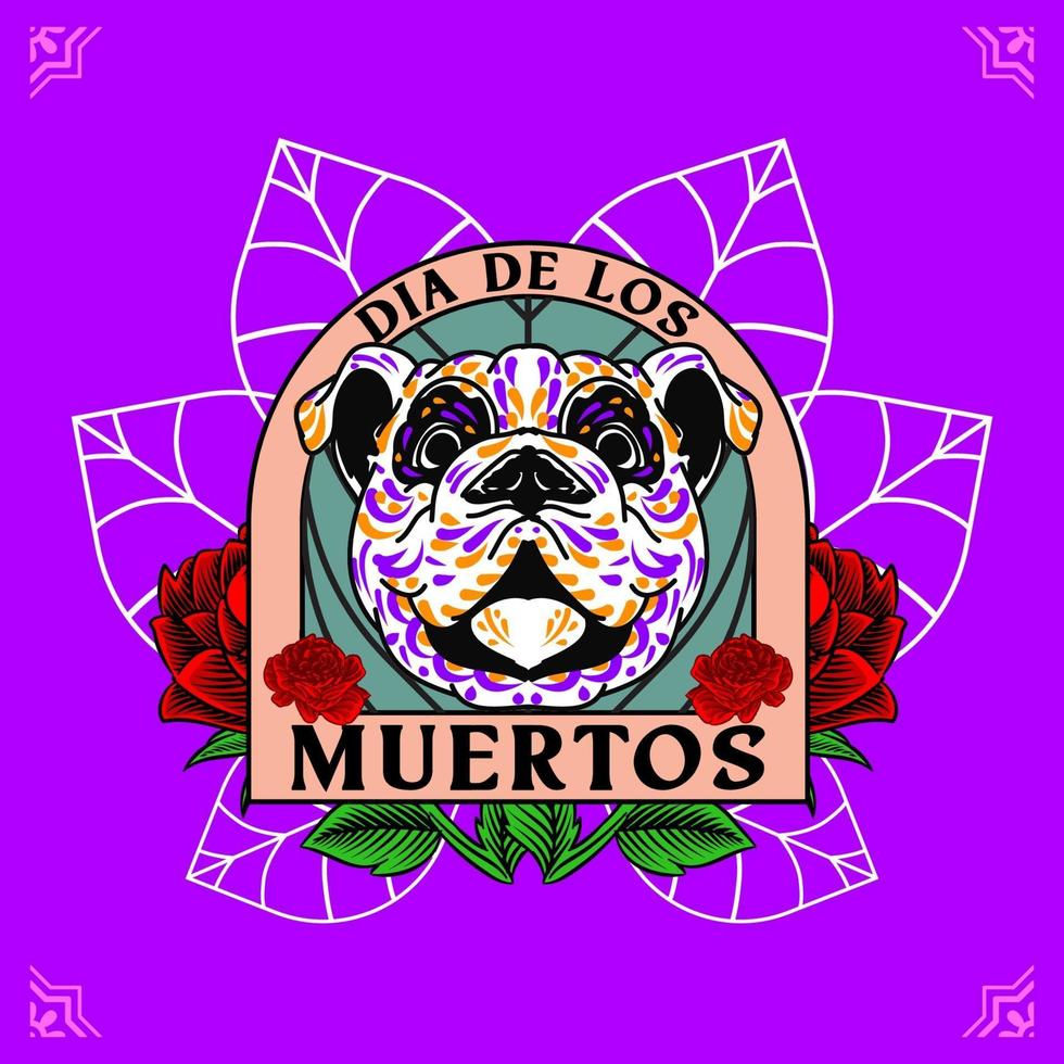 tête de chien décorative jour des morts illustration du mexique vecteur