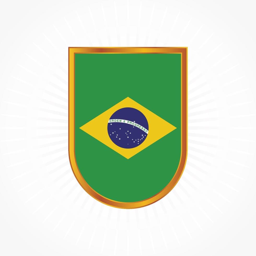 vecteur de drapeau du brésil avec cadre de bouclier