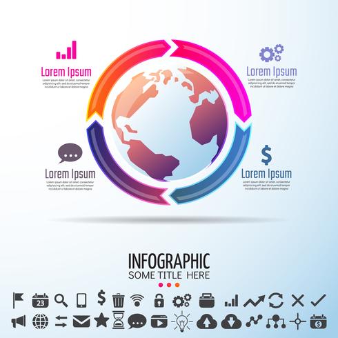 Modèle de conception infographie carte du monde vecteur