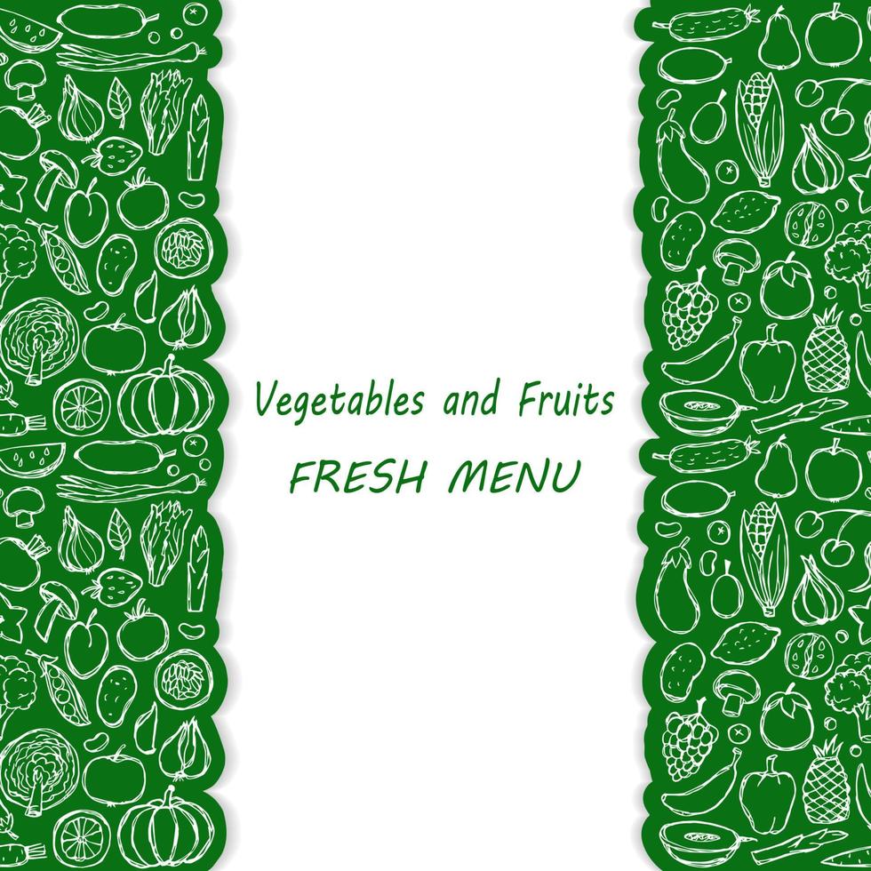 couverture de menu de nourriture végétarienne doodle vecteur