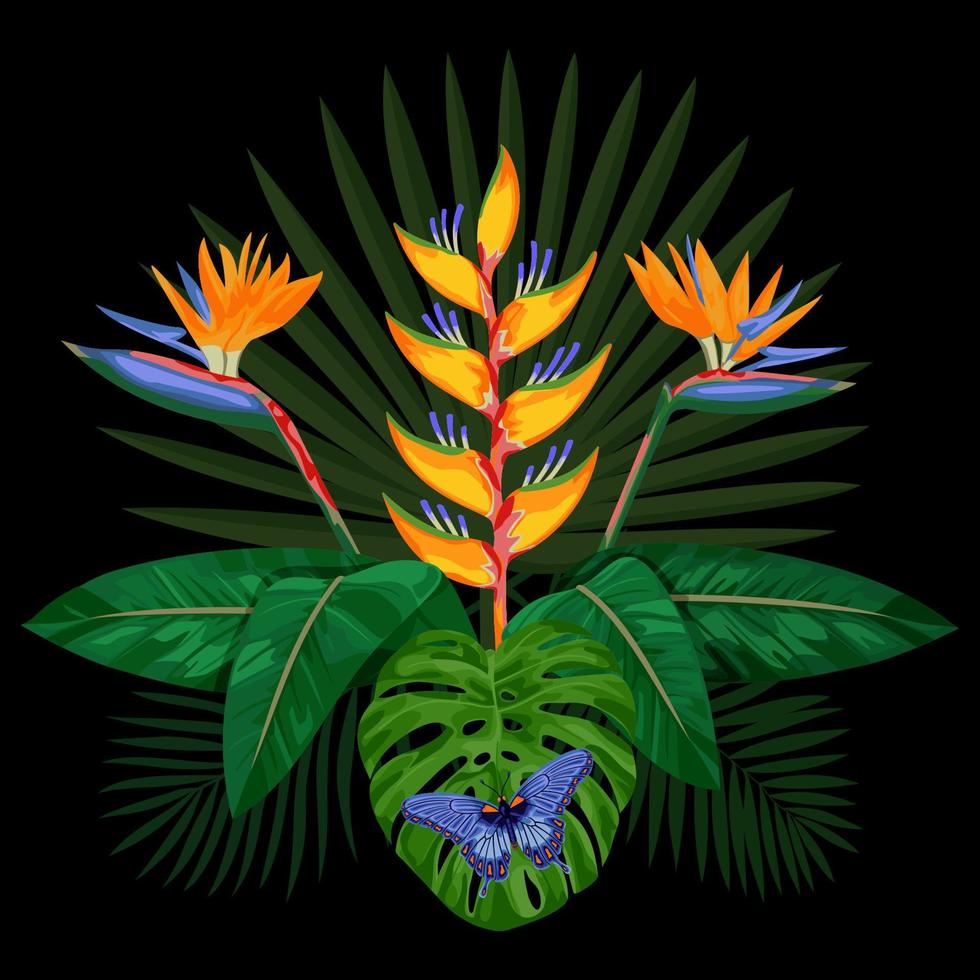 composition de bouquet tropical vecteur