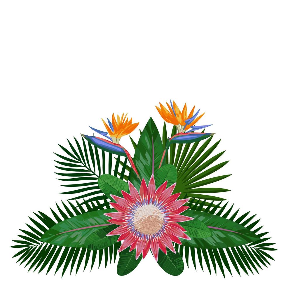 composition de bouquet tropical vecteur