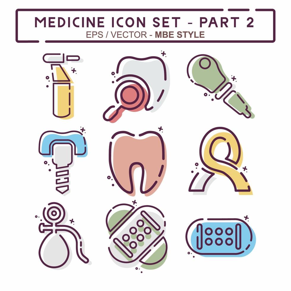 définir le vecteur d'icône de médecine partie 2 - style mbe