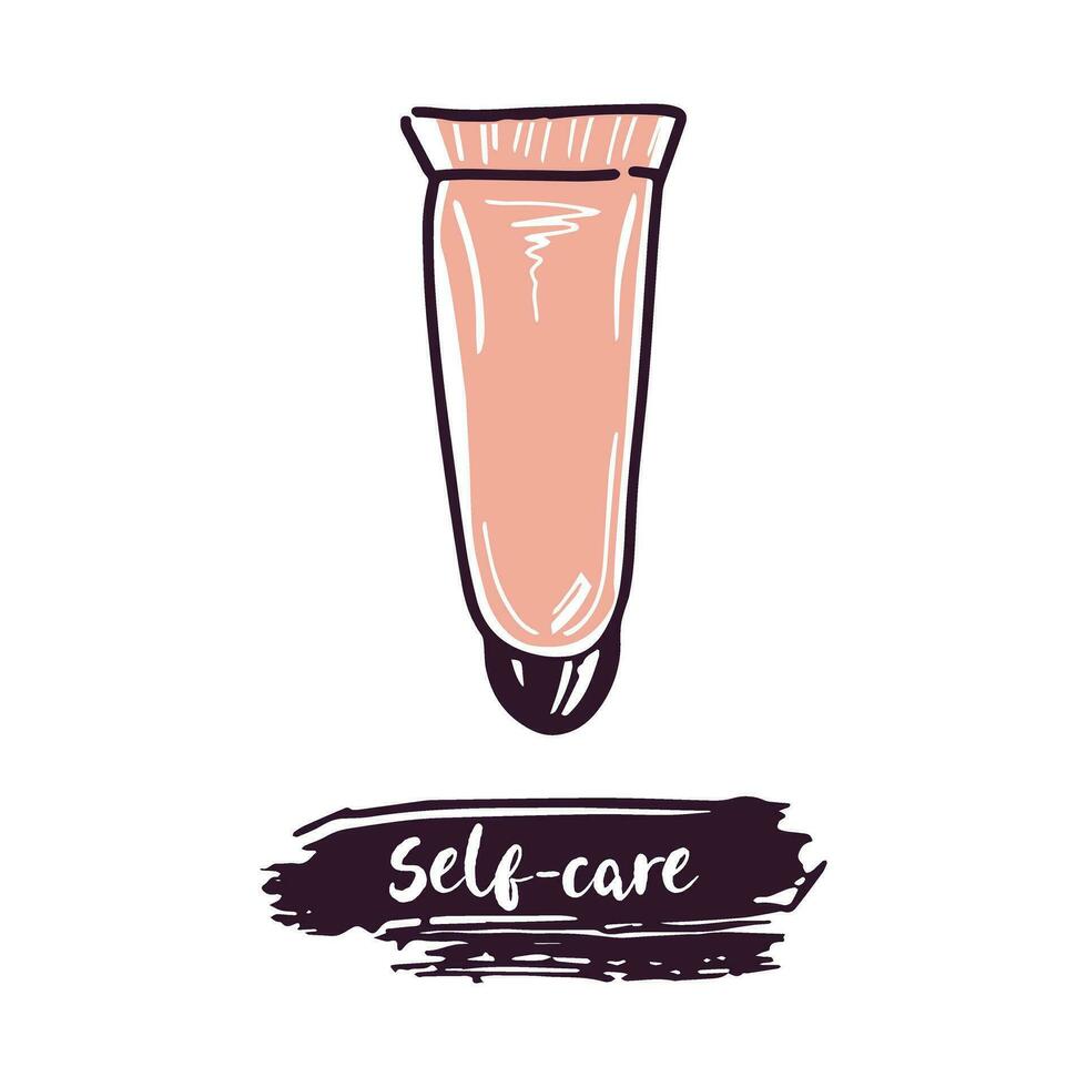 dessiné à la main tube de crème, beauté cosmétique élément, soi se soucier. illustration pour beauté salon, cosmétique magasin, maquillage conception. griffonnage esquisser style. vecteur