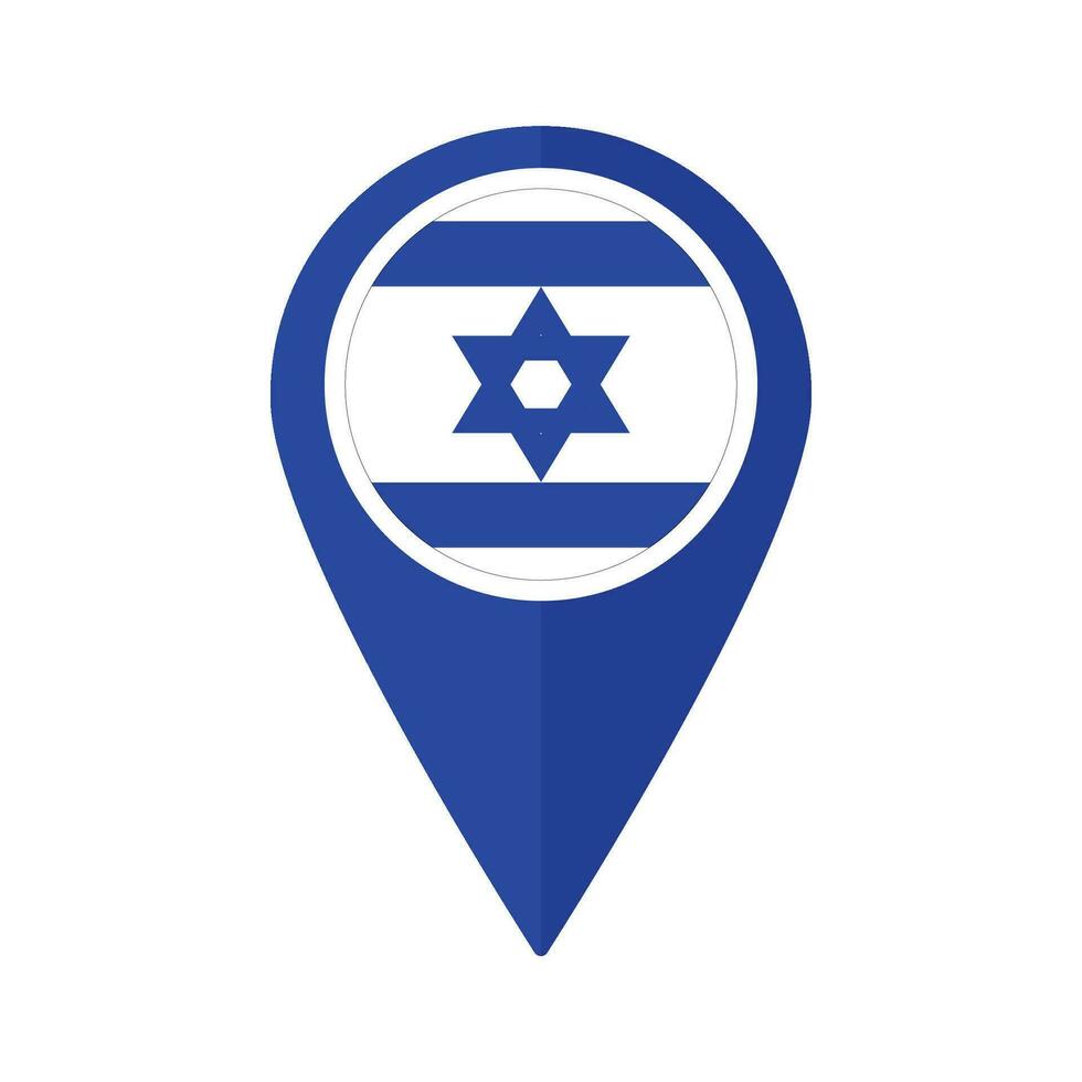 drapeau de Israël drapeau sur carte localiser icône isolé bleu Couleur vecteur