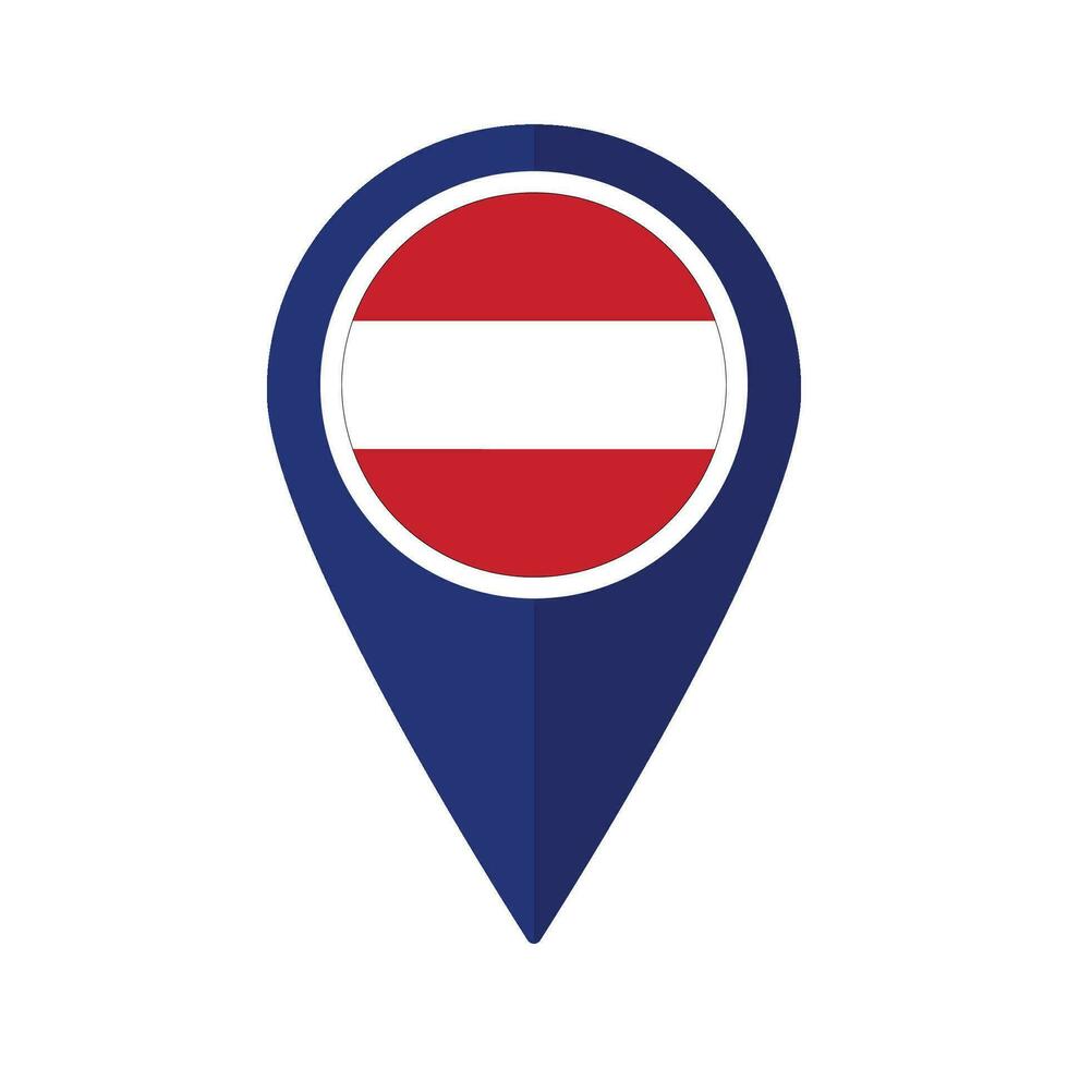 drapeau de L'Autriche drapeau sur carte localiser icône isolé bleu Couleur vecteur
