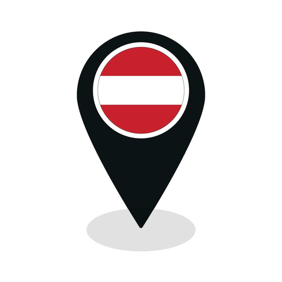 drapeau de L'Autriche drapeau sur carte localiser icône isolé noir Couleur vecteur