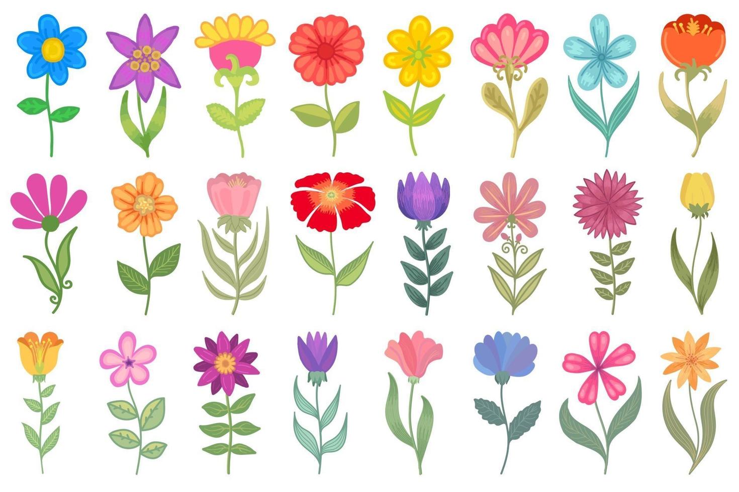 ensemble floral coloré. collection d'illustrations florales vectorielles vecteur