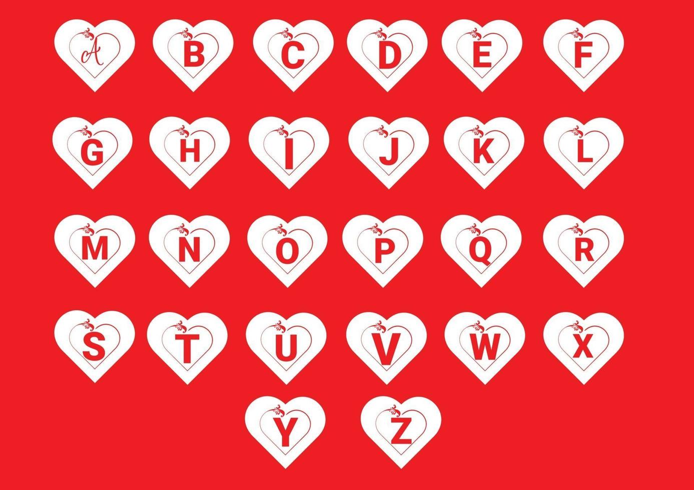logo de lettre a à z avec paquet d'icônes de coeur vecteur