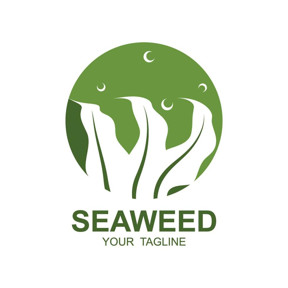 création de logo d'algues, illustration de plantes sous-marines, cosmétiques et ingrédients alimentaires vecteur