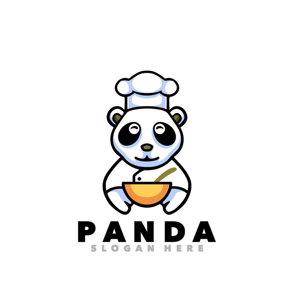 Panda chef mascotte dessin animé conception vecteur