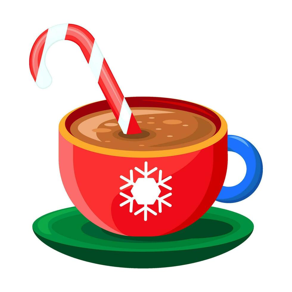 Noël céramique chaud cacao agresser dessin animé style icône vecteur