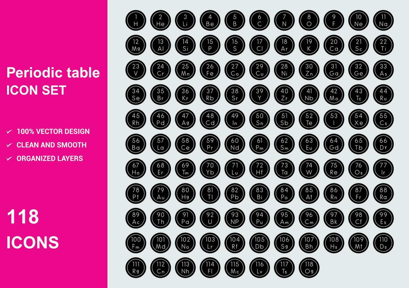 périodique table 3 glyphe vecteur