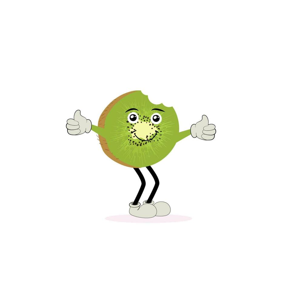 kiwi fruit sourit. mignonne dessin animé émoticônes. emoji Icônes. kiwi personnage avec une cool visage et des lunettes de soleil. parfait pour enfants, marchandise et autocollant, bannière promotion vecteur