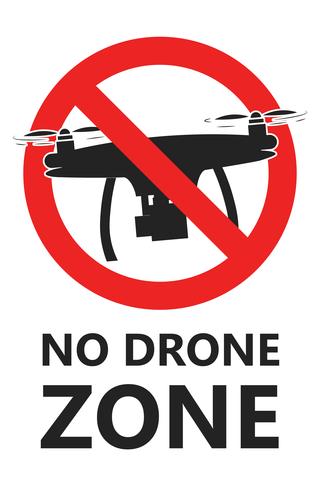 Aucun signe de zone de drone. Zone d&#39;exclusion aérienne. Illustration de plat Vector