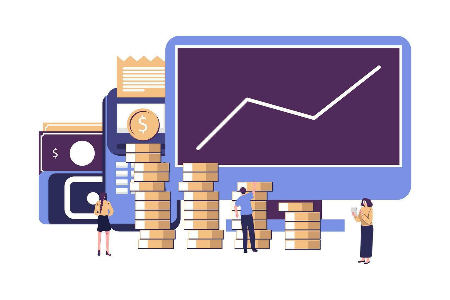 investissement gestion, profit stratégique plat style illustration vecteur conception